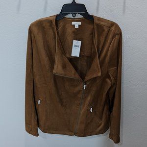 NWT J. Jill faux suede asymmetrical zippered jacket